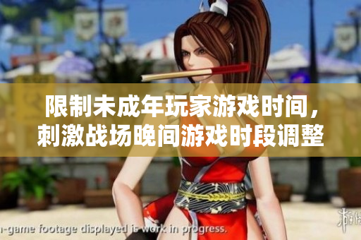 限制未成年玩家游戏时间，刺激战场晚间游戏时段调整